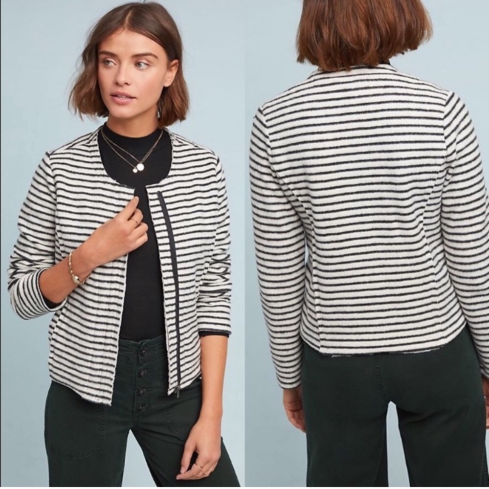 Dolan Left Coast Collection Brushed Fleece Striped Moto Blazer Jacket - Size XS